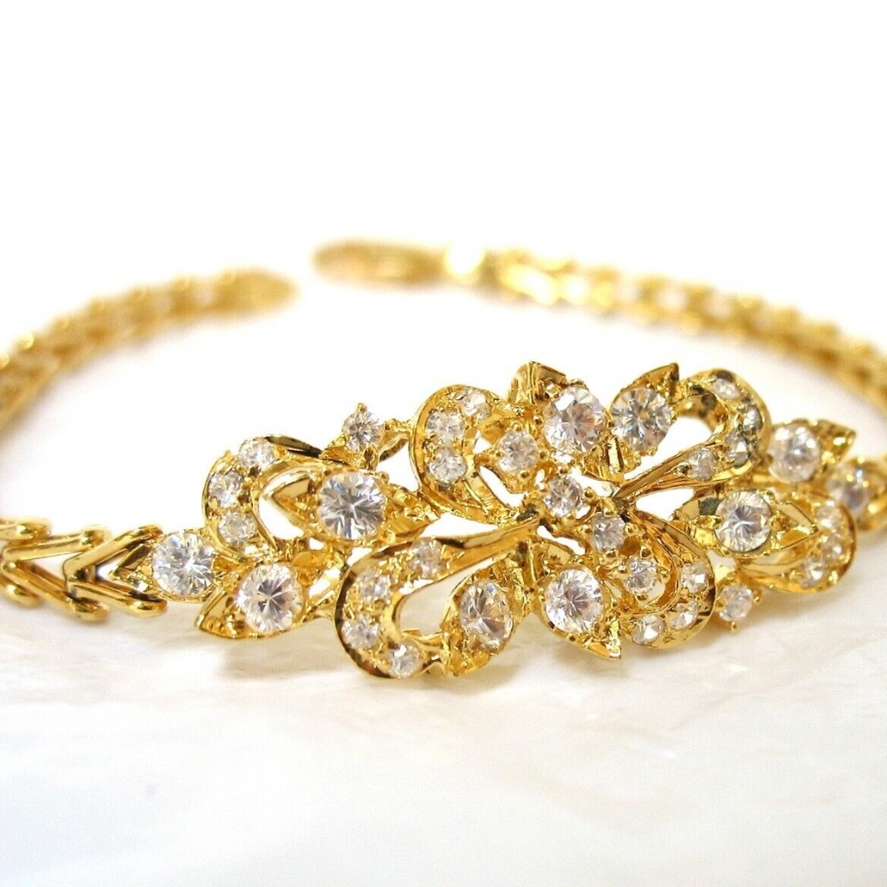 925 AB Rhinestone Bracelet, gold over sterling